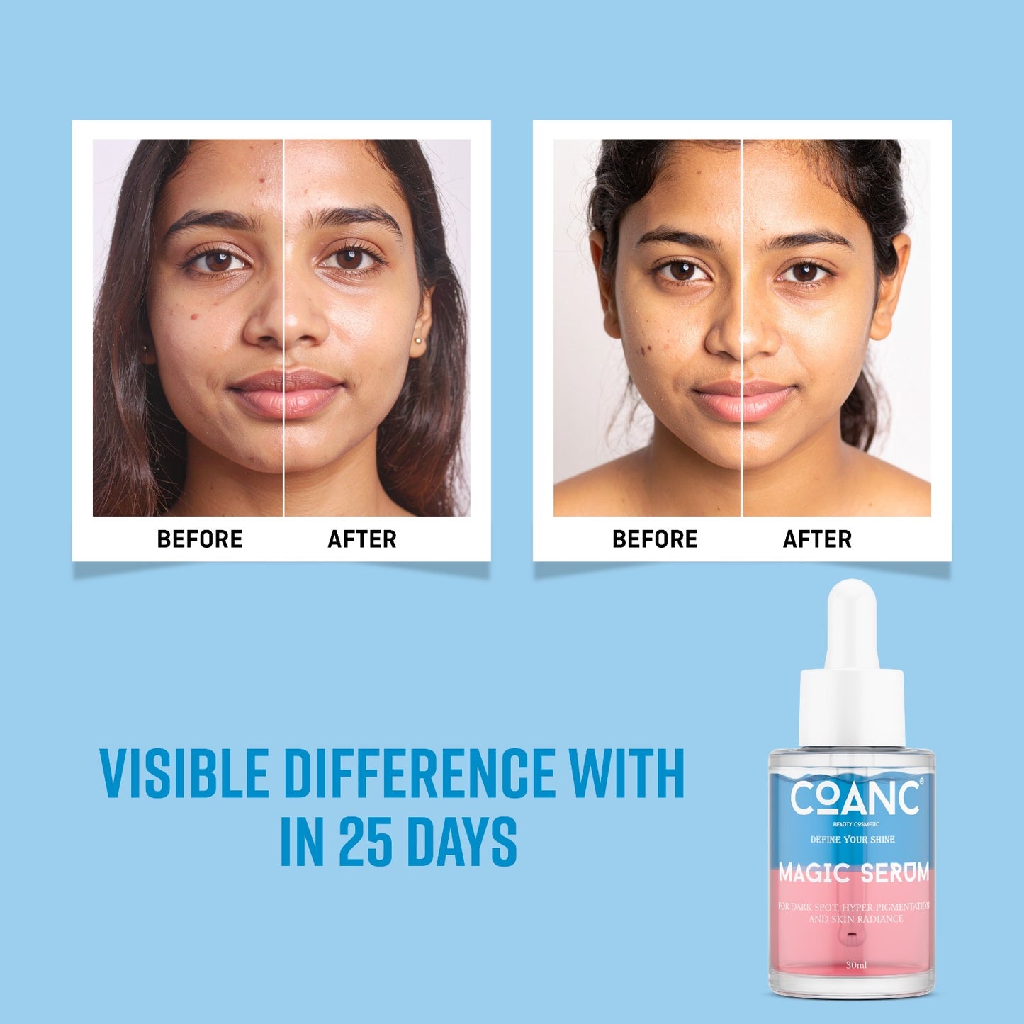 COANC India's 1st Magic Serum For Glass Skin| Promotes Skin Radiant & Youthful Glow | Fades Dark Sports & Hyperpigmentation