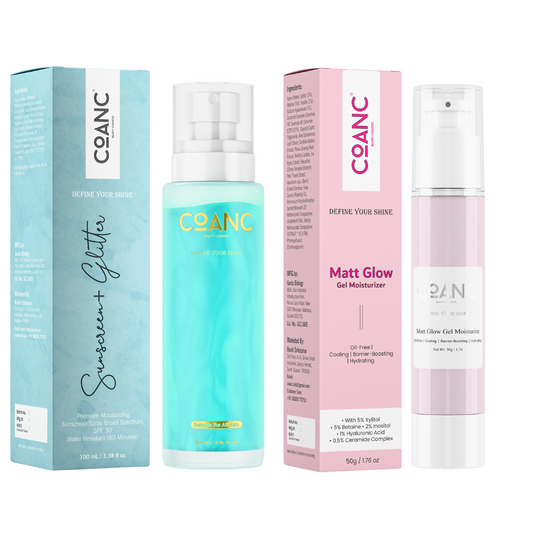 Sunscreen + Glitter Spray & Matt Glow Gel Moisturizer Combo