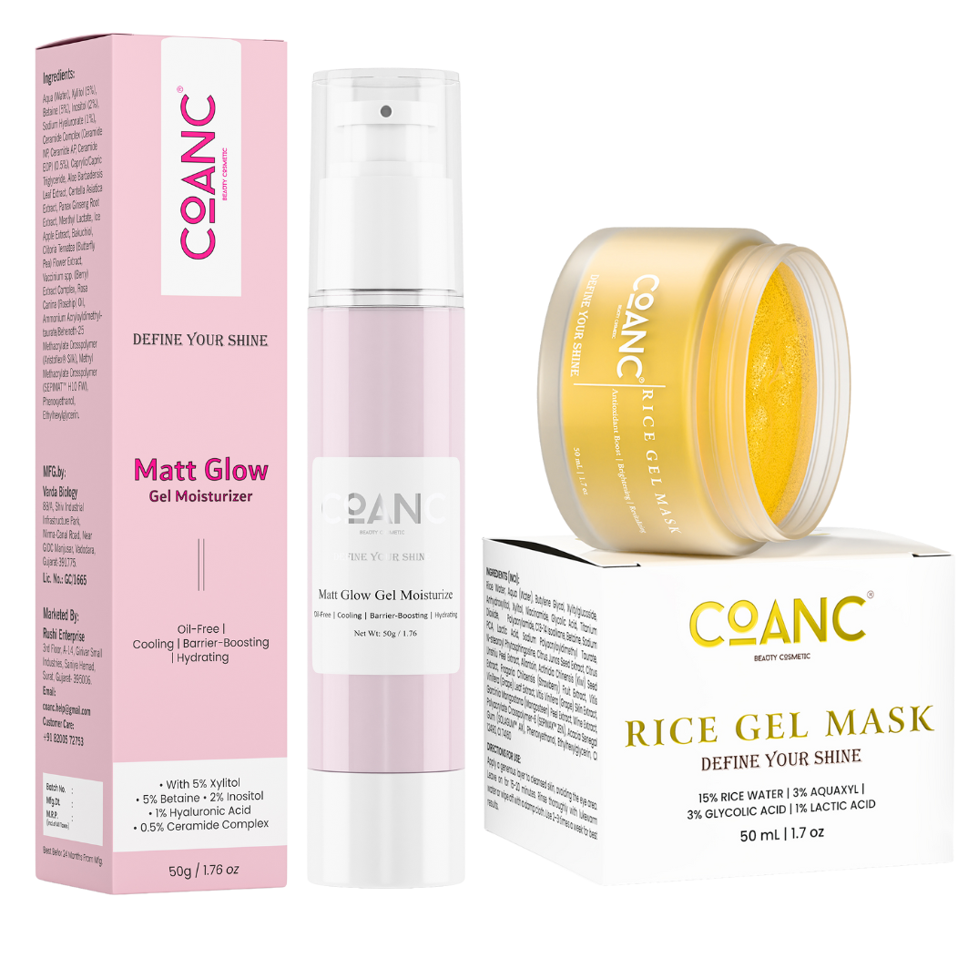Matt Glow Gel Moisturizer & Rice Gel Mask For Glowing Skin Combo