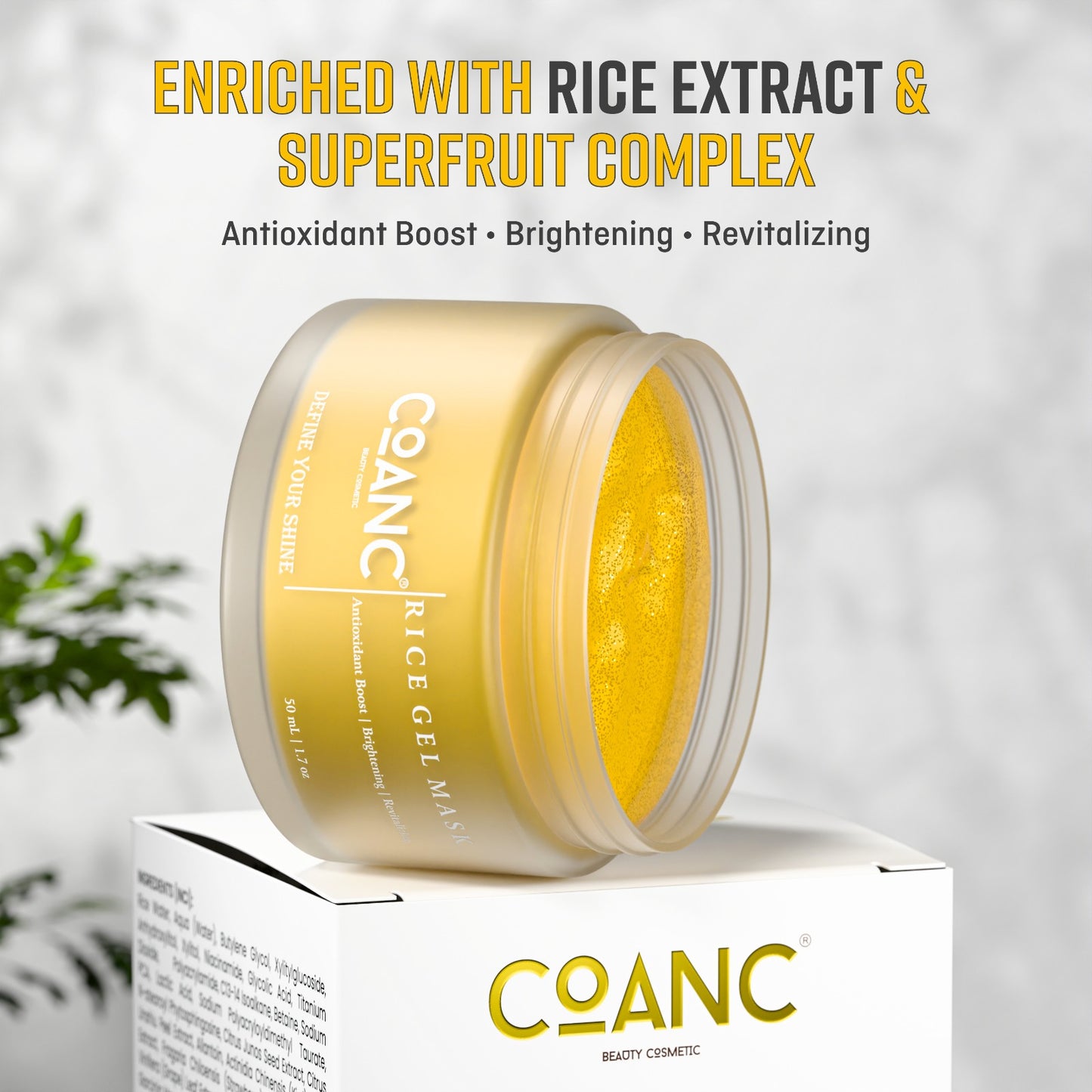COANC Rice Gel Mask For Glowing Skin | Antioxidant Boost| Brightening | Revitalizing based on Japanese Skincare