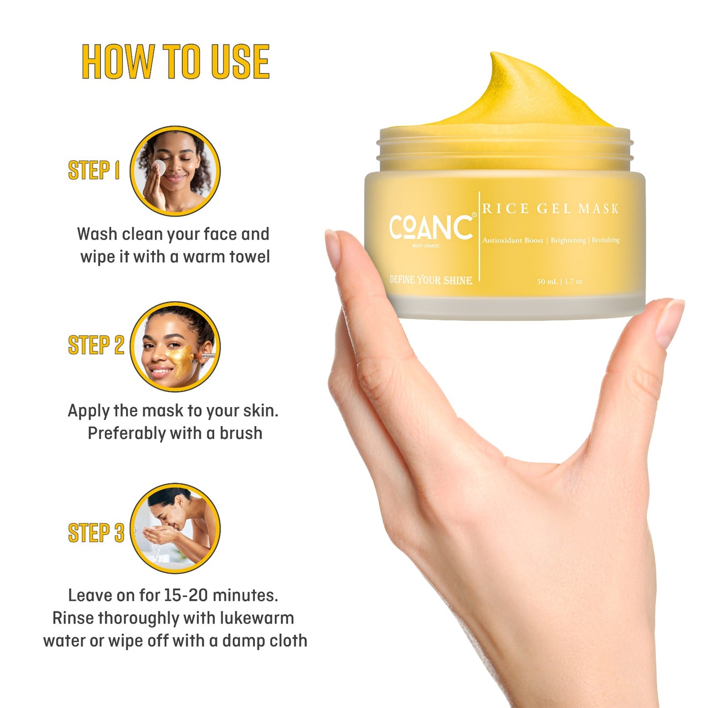 COANC Rice Gel Mask For Glowing Skin | Antioxidant Boost| Brightening | Revitalizing based on Japanese Skincare