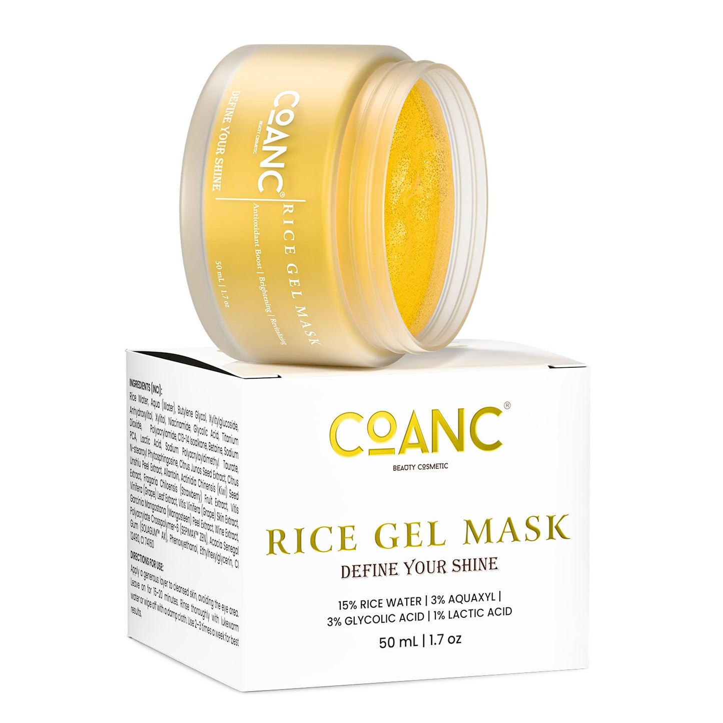 COANC Rice Gel Mask For Glowing Skin | Antioxidant Boost| Brightening | Revitalizing based on Japanese Skincare