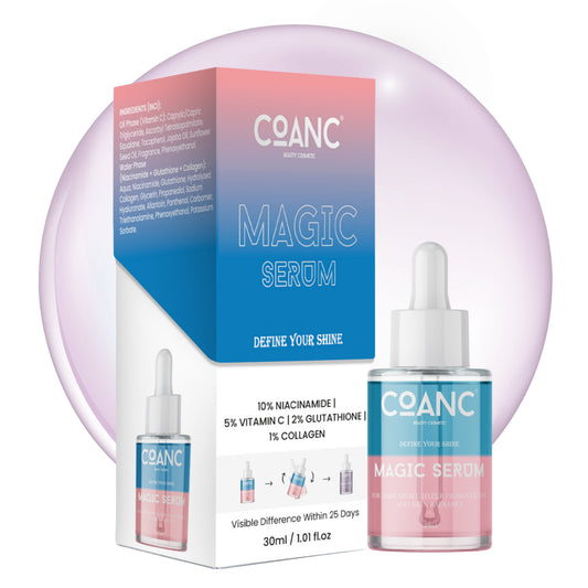 Coanc Magic Serum For Glass Skin |10% Niacinamide + 5% Vitamin C + 2% Glutathione + 1% Collagen | Promotes Skin Radiant & Youthful Glow | Fades Dark Spots & Hyperpigmentation (30ml /1.01 fl.oz)