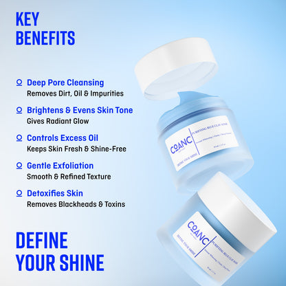 COANC Blue Clay Mask |Face Pack for Glowing Skin | All Skin Types | Men & Women