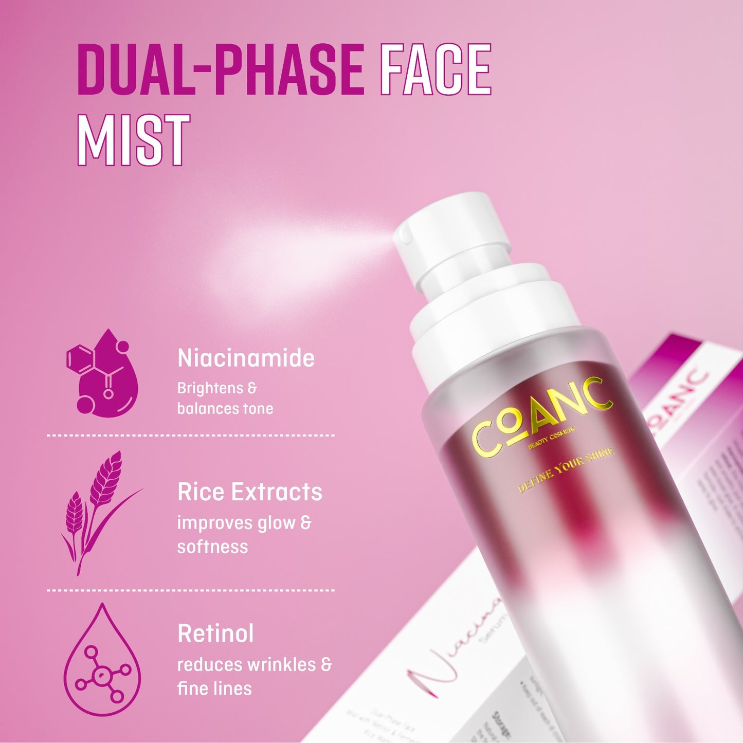 Sunscreen + Glitter Spray & Dual-Phase Niacinamide Serum Spray Moisturizer Combo