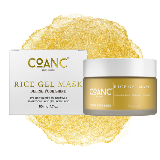 Coanc Rice Gel Mask | 15% Rice Water + 3% Aquaxyl + 3% Glycolic Acid + 1% Lactic Acid | Antioxidant Boost | Brightening | Revitalizing (50ml | 1.7 oz)